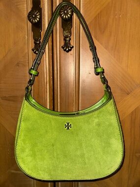 Tory Burch Lime Green Suede Shoulder Bag